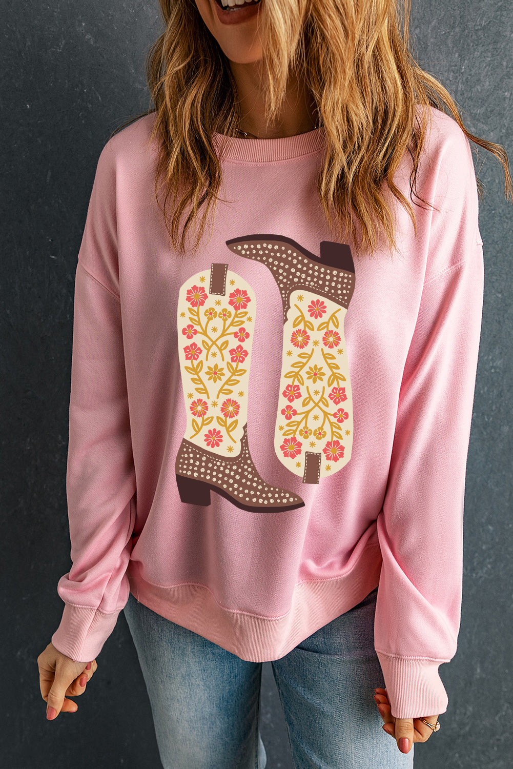 Boot Graphic Long Sleeve Sweatshirt - Sydney So Sweet