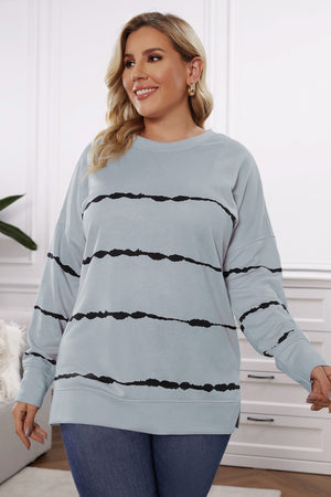 Plus Size Round Neck Dropped Shoulder Sweatshirt - Sydney So Sweet