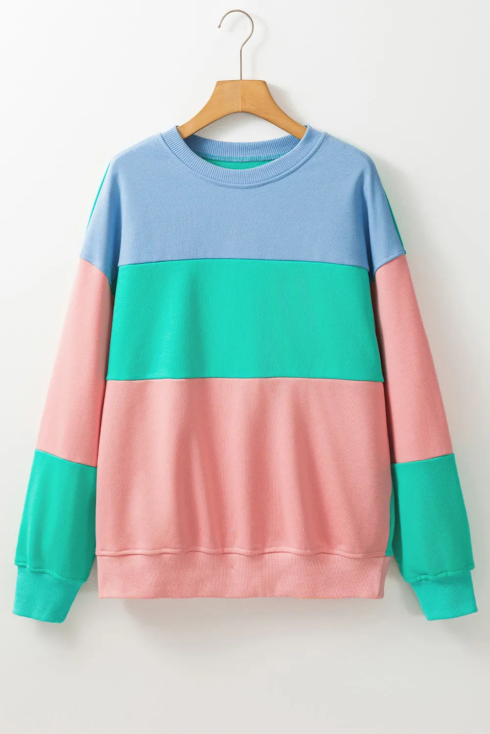 Color Block Round Neck Long Sleeve Sweatshirt - Sydney So Sweet