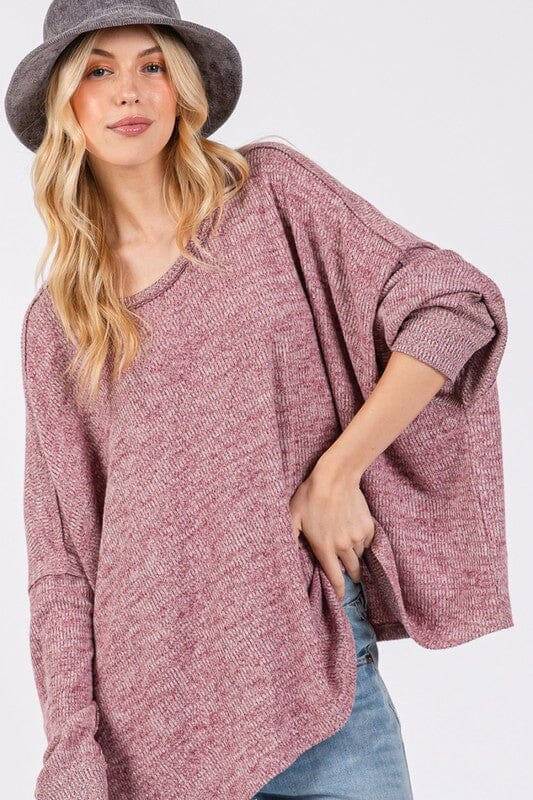 SAGE + FIG Round Neck Batwing Sleeve Oversize Top - Sydney So Sweet