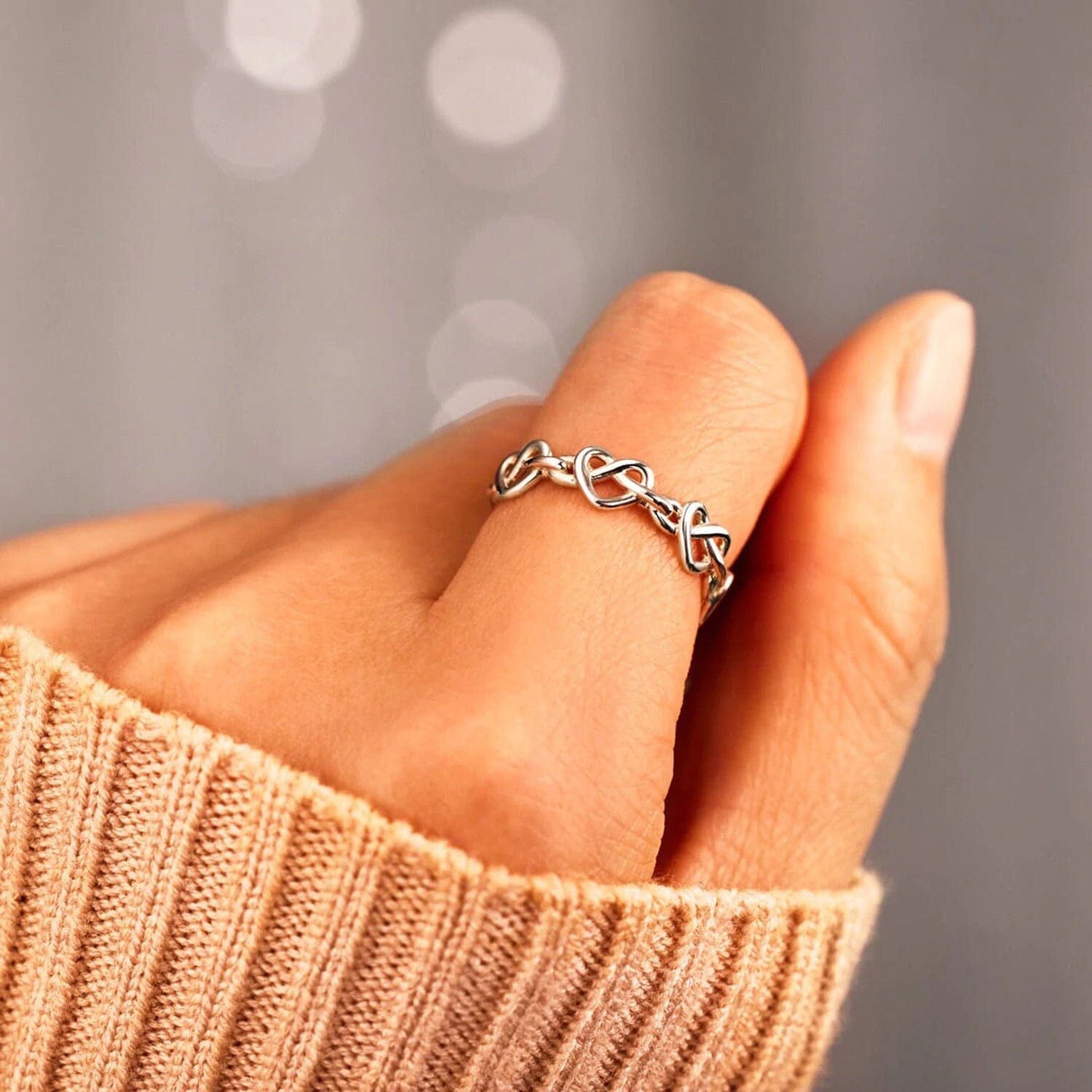 Knotted Hearts 925 Sterling Silver Open Ring - Sydney So Sweet