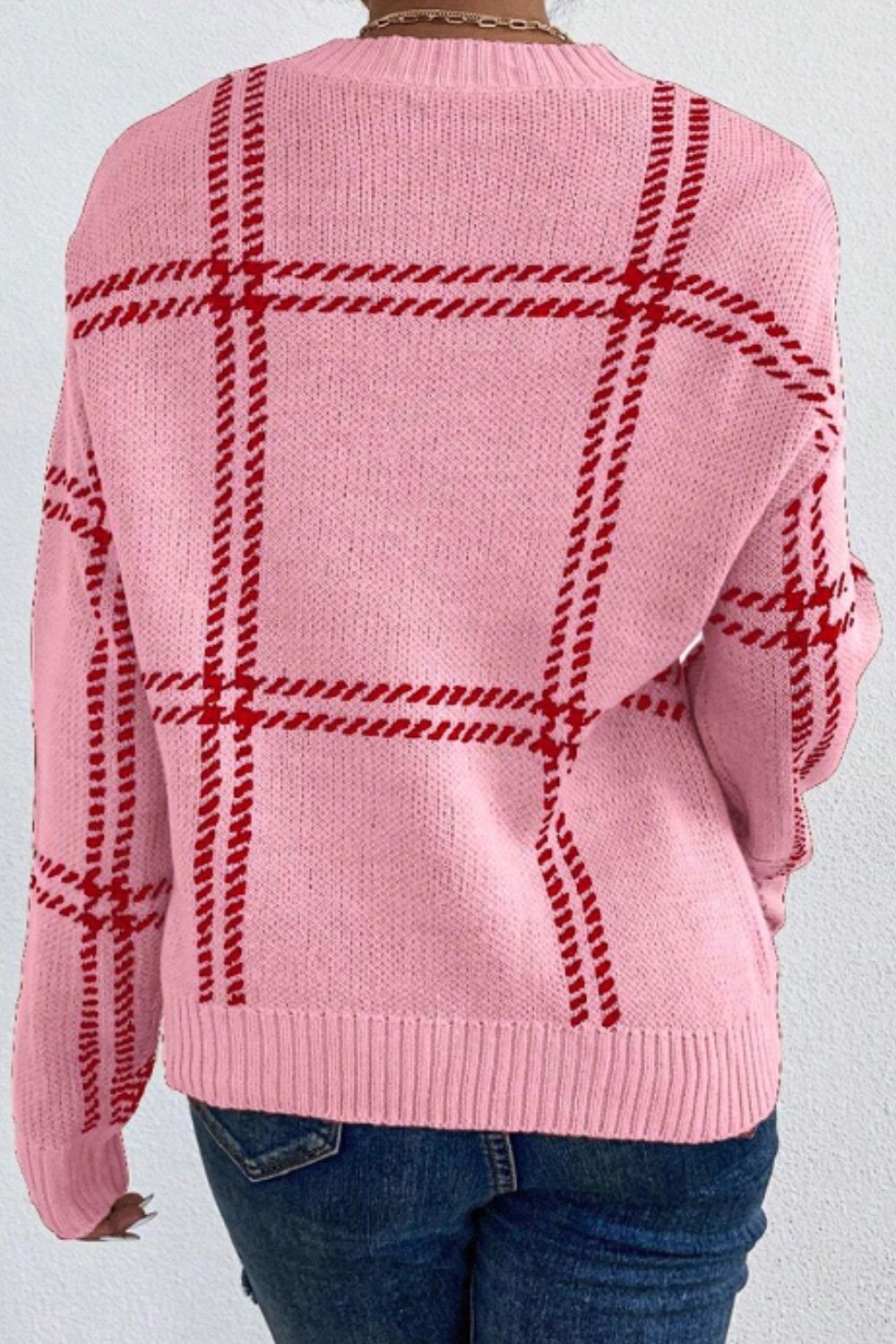 Contrast Round Neck Long Sleeve Sweater - Sydney So Sweet