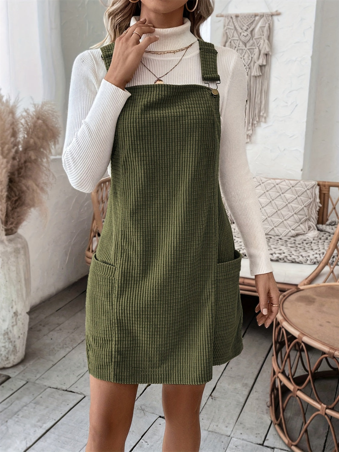 Pocketed Wide Strap Overall Dress - Sydney So Sweet