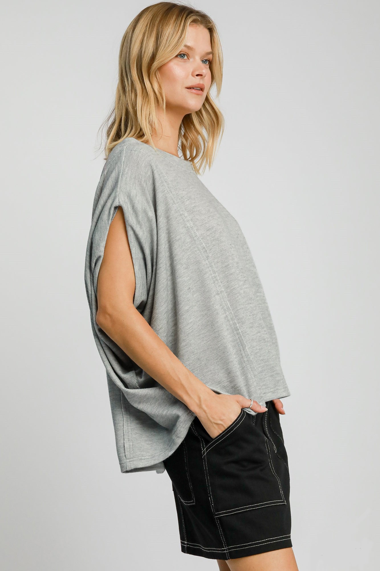 Umgee Exposed Seam Round Neck Batwing Sleeve Knit Top - Sydney So Sweet