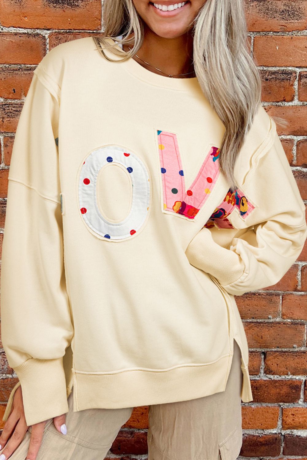 LOVE Patch Round Neck Sweatshirt - Sydney So Sweet