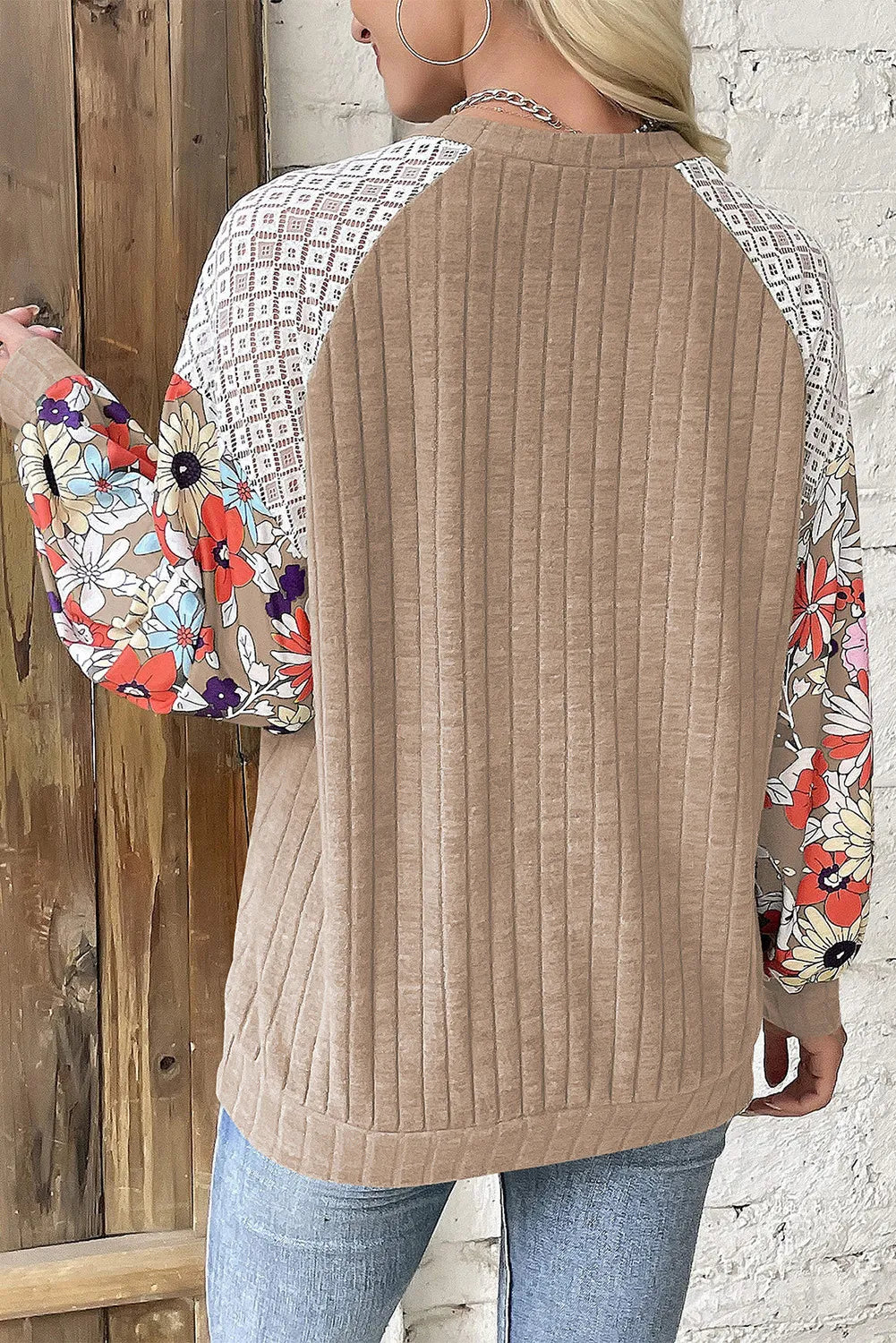 Printed Round Neck Long Sleeve Top - Sydney So Sweet