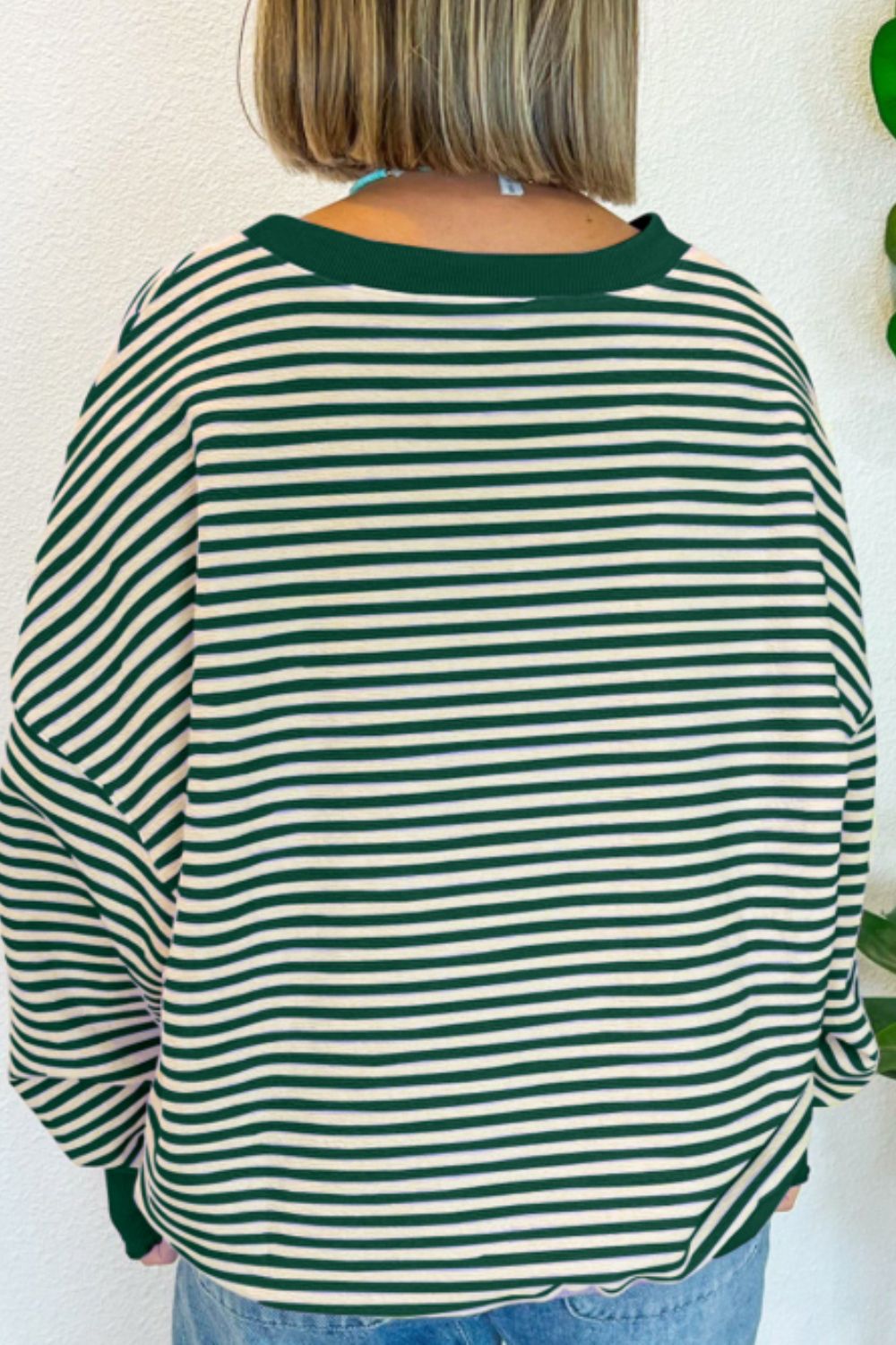 LUCKY Striped Round Neck Long Sleeve Sweatshirt - Sydney So Sweet