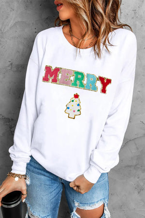 MERRY Round Neck Long Sleeve Sweatshirt - Sydney So Sweet