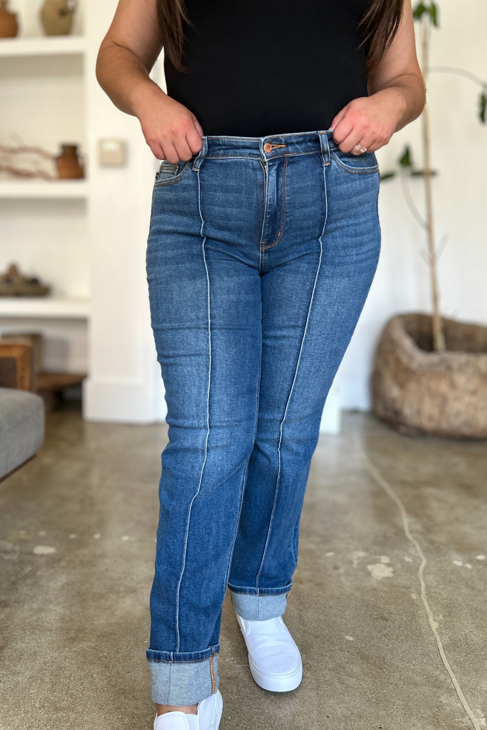 Judy Blue Full Size High Waist Front Seam Detail Straight Jeans - Sydney So Sweet