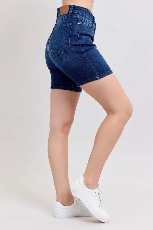 Judy Blue High Waist V-Front Bermuda Denim Shorts - Sydney So Sweet