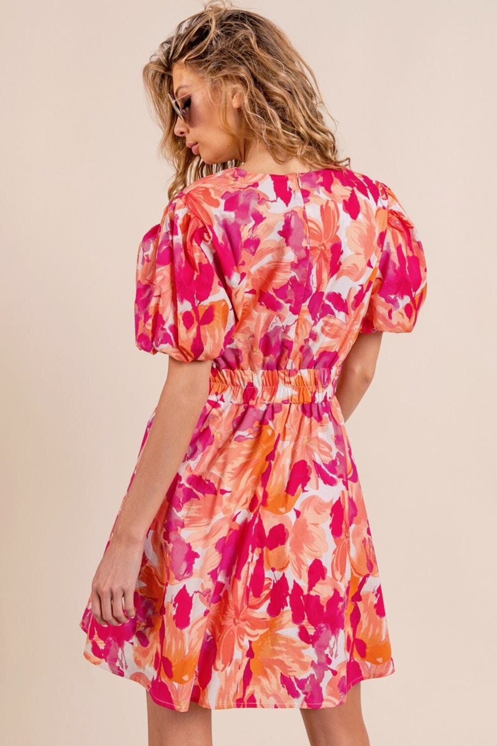 BiBi Floral V-Neck Puff Sleeve Mini Dress - Sydney So Sweet