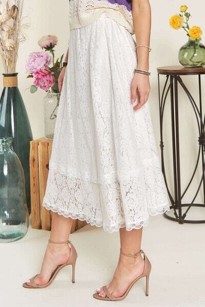 ADORA Elastic Waist Lace Midi Skirt - Sydney So Sweet
