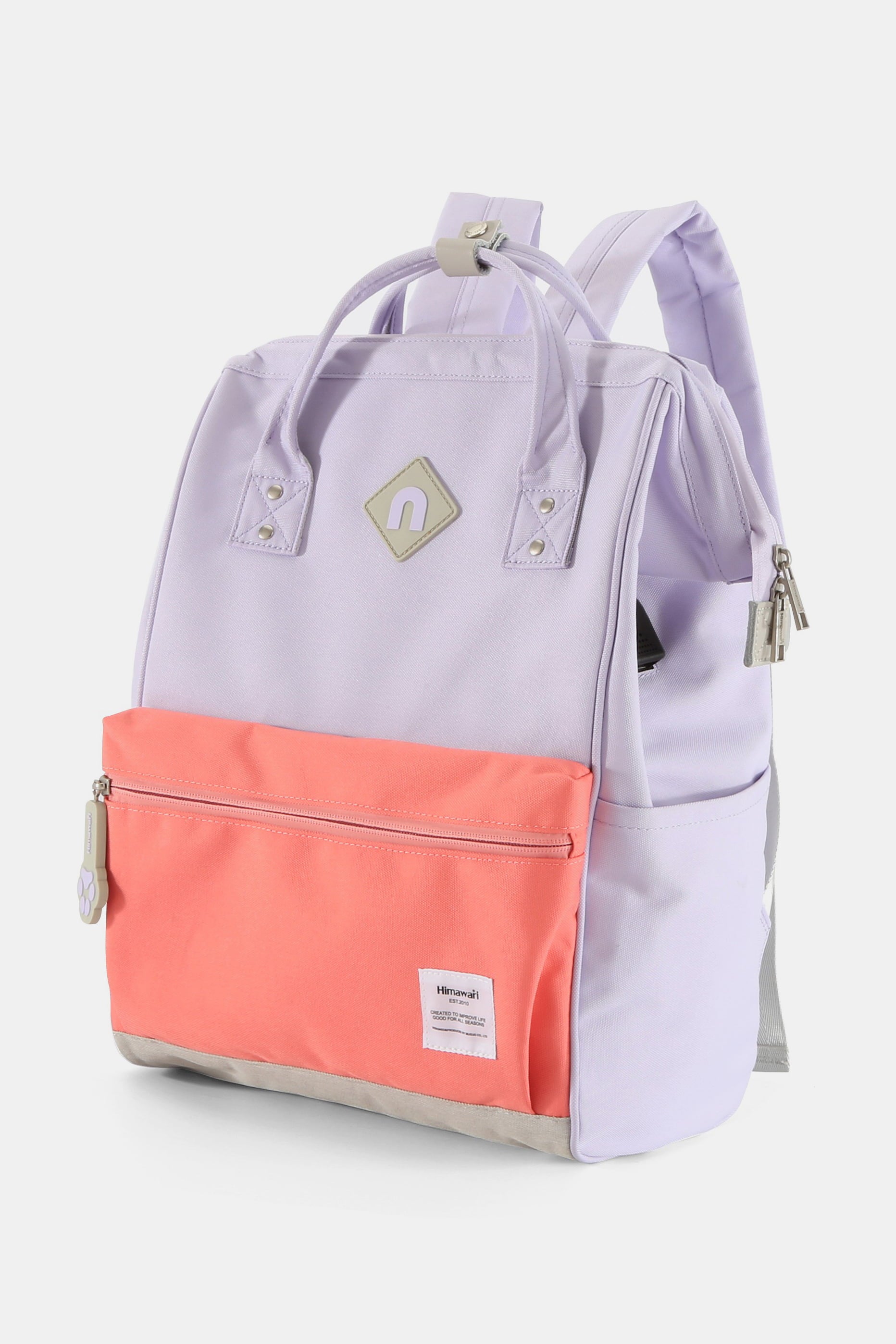 Himawari Contrast Waterproof Backpack Bag with External USB Port - Sydney So Sweet