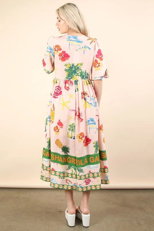 VERY J Button Down Printed Midi Dress - Sydney So Sweet
