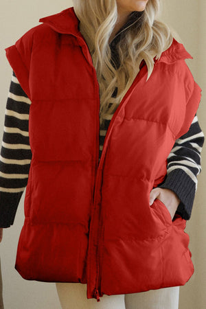 Pocketed Zip Up Vest Coat - Sydney So Sweet