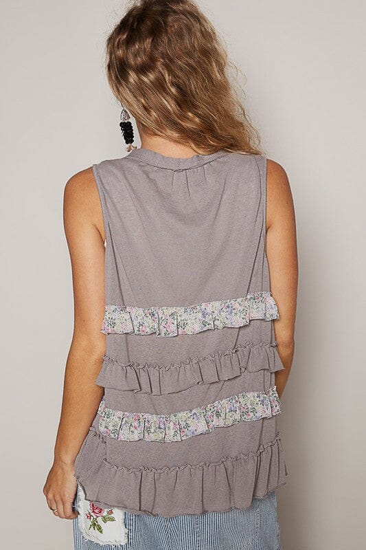 POL Ruffled Open Front Sleeveless Cardigan - Sydney So Sweet