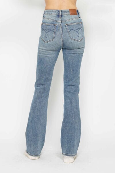 Judy Blue Full Size Tummy Control Back Embroidered Pocketed Bootcut Jeans Plus Size - Sydney So Sweet