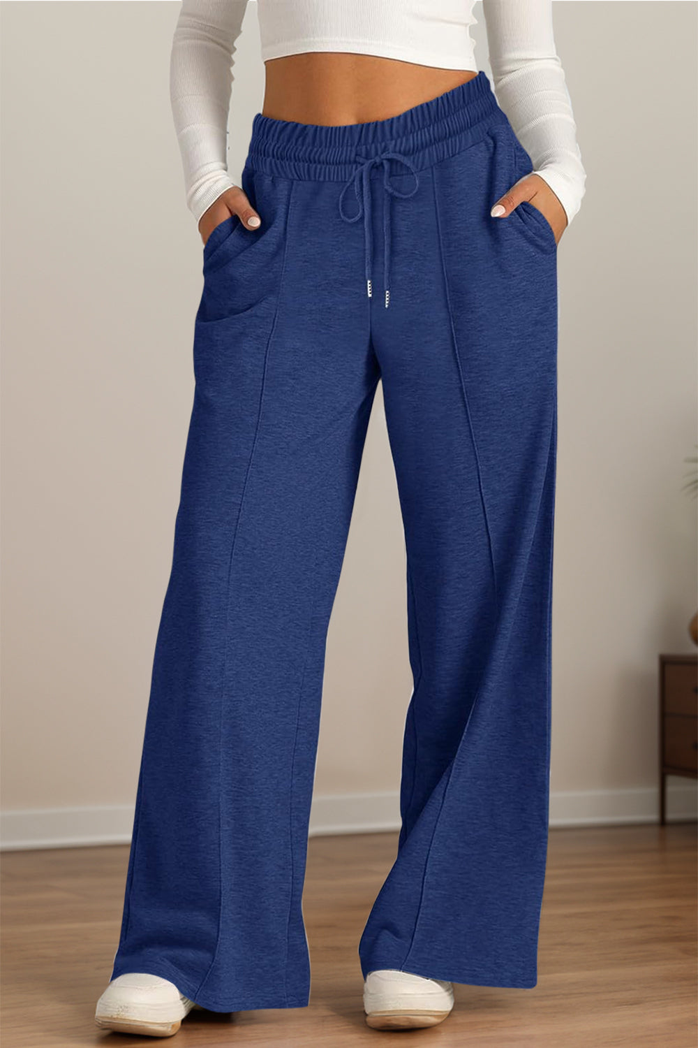 Drawstring Elastic Waist Wide Leg Pants - Sydney So Sweet