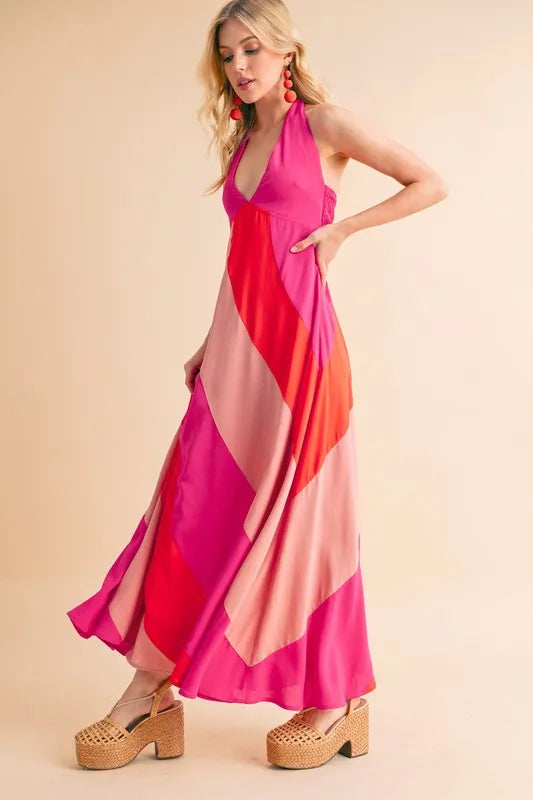 Aemi+Co Color Block Sleeveless Maxi Dress - Sydney So Sweet