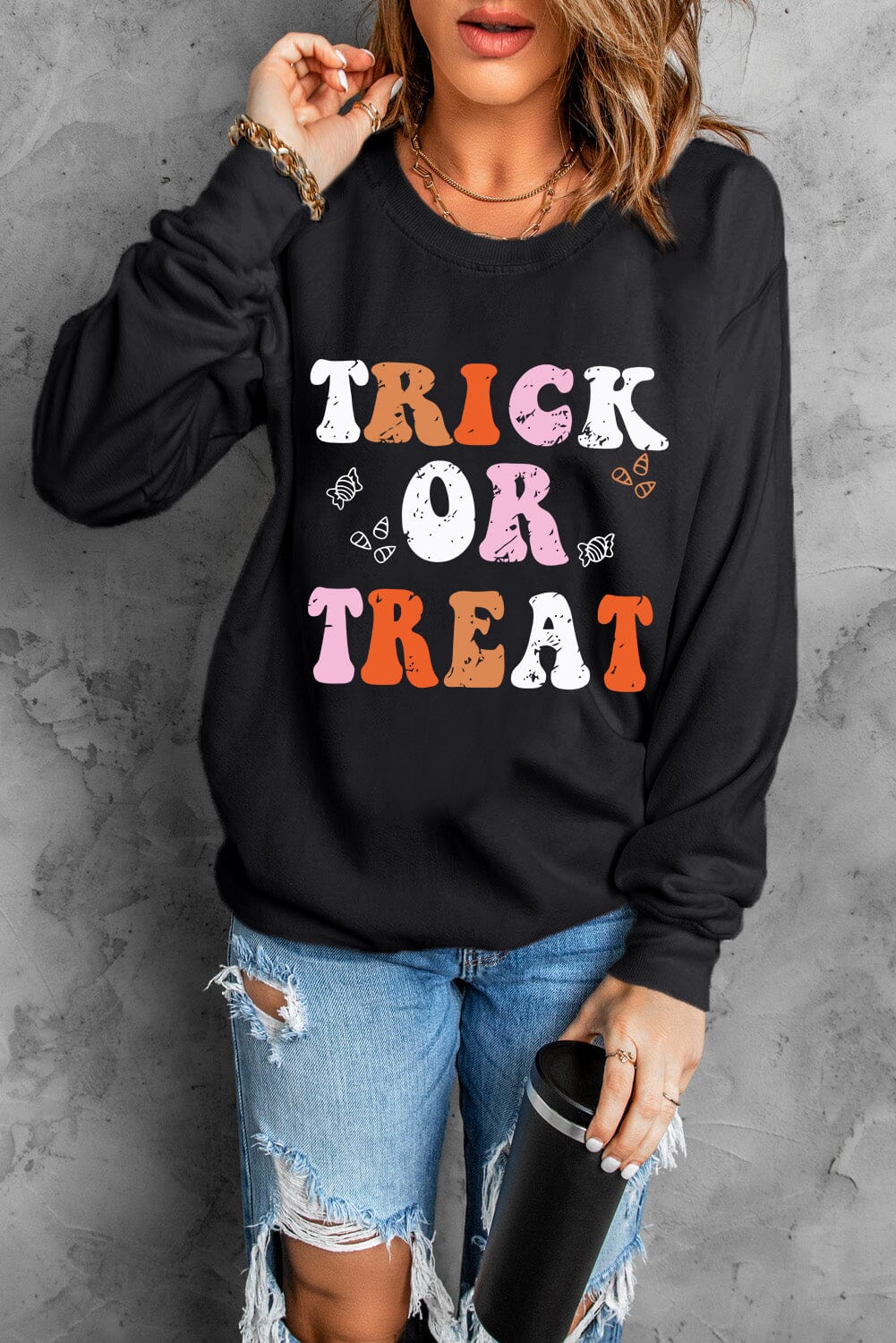 Trick or Treat Women&#39;s Graphic Long Sleeve Sweatshirt - Sydney So Sweet