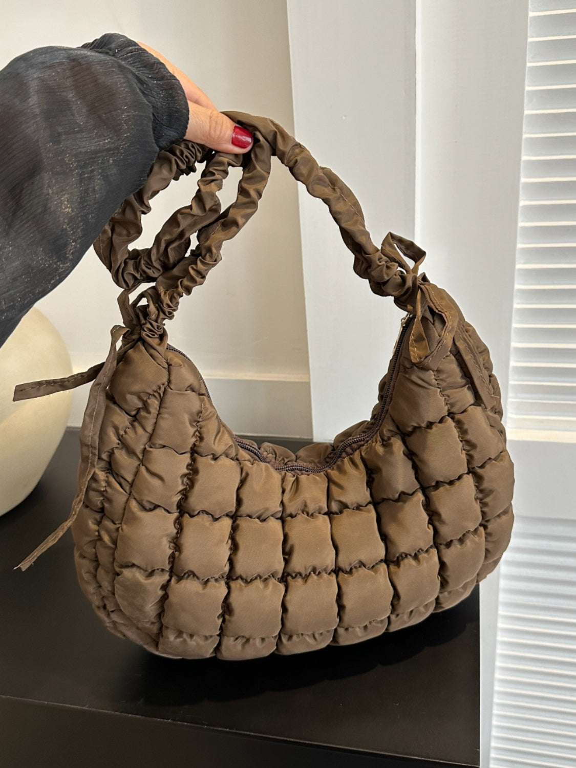 Bubble Texture Ruched Strap Quilted Shoulder Bag - Sydney So Sweet