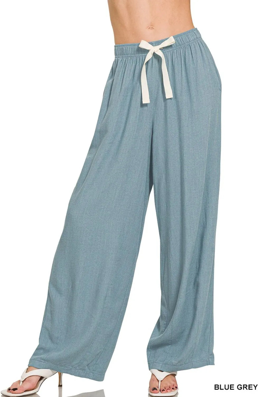 Zenana Linen Drawstring Pants - Sydney So Sweet