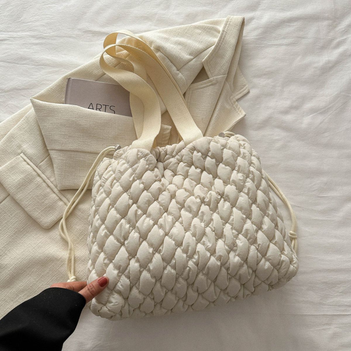 Drawstring Bubble Texture Tote Bag - Sydney So Sweet