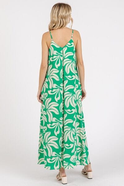 Mittoshop Printed V-Neck Maxi Cami Dress with Pockets - Sydney So Sweet