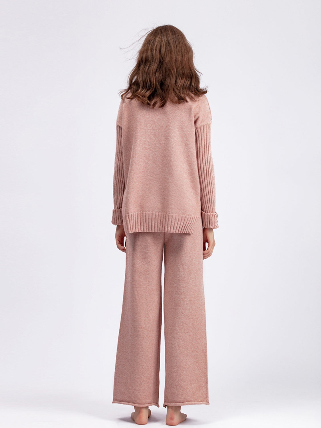 Basic Bae High- Low Turtleneck Long Sleeve Top and Pants Sweater Set - Sydney So Sweet