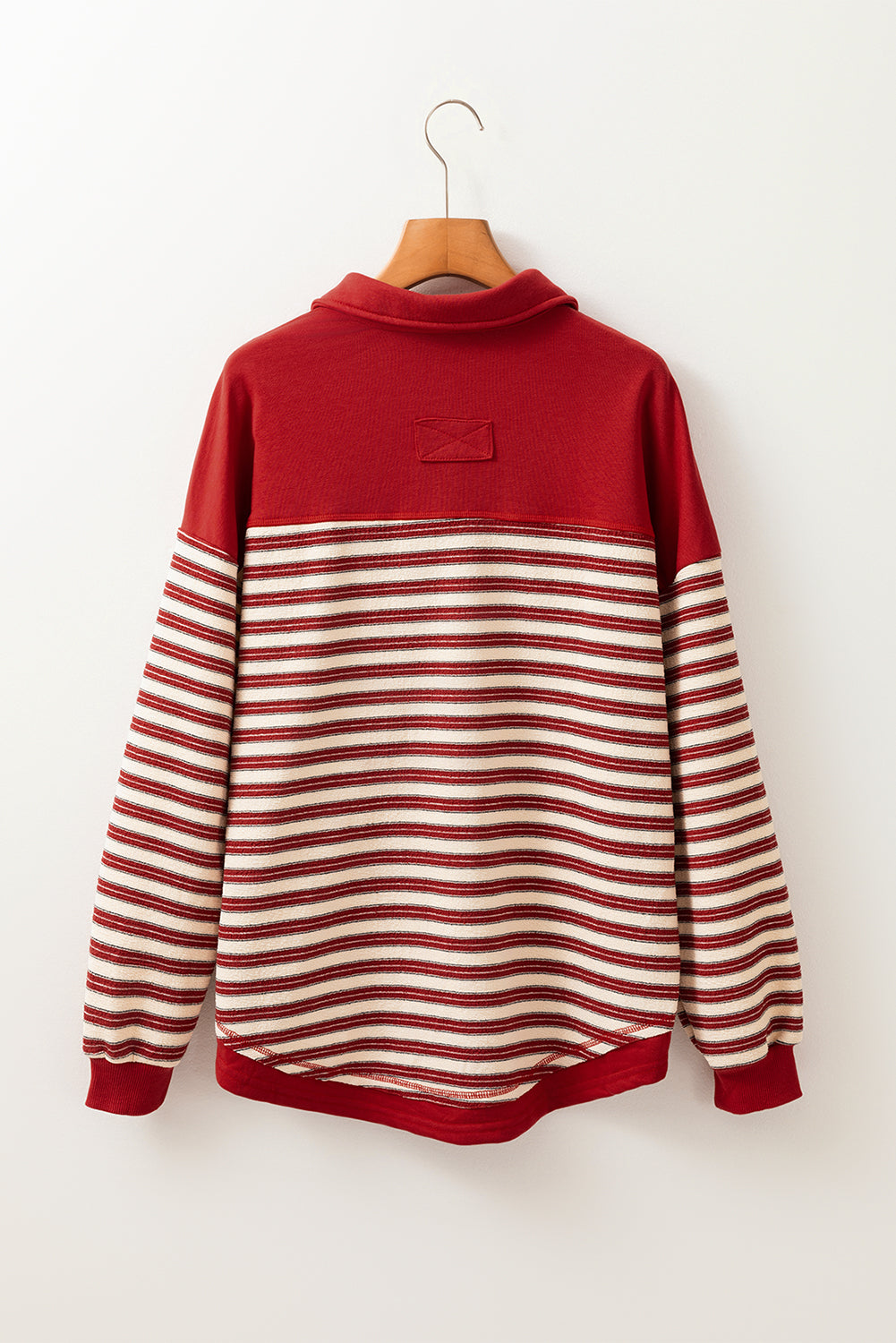 Stripe Johnny Collar Drop Shoulder Sweatshirt - Sydney So Sweet