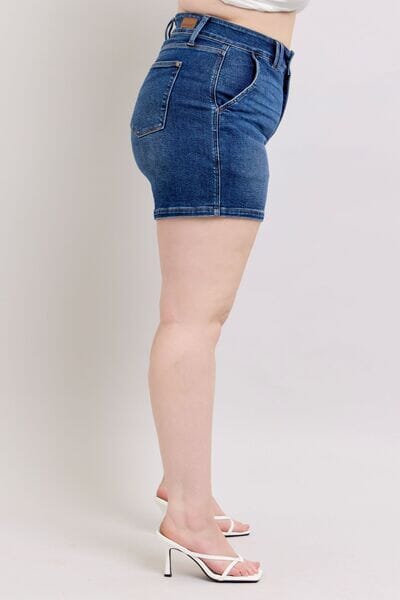 Judy Blue Full Size Double Button Waistband Denim Shorts Plus Size - Sydney So Sweet