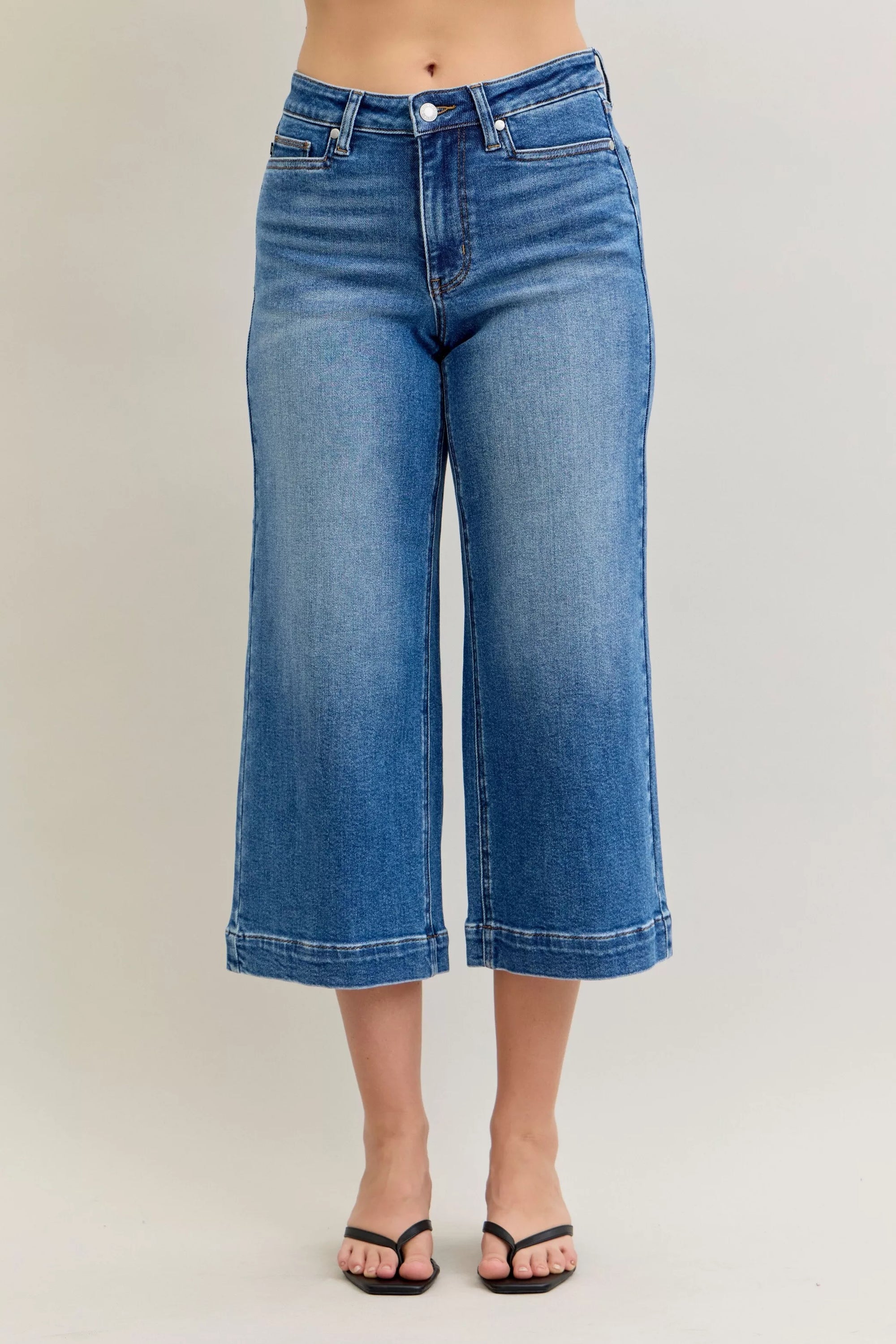 Judy Blue Mid Rise Crop Wide Leg Jeans - Sydney So Sweet