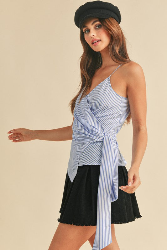 Aemi + Co Side Knotted Surplice Striped Cami - Sydney So Sweet