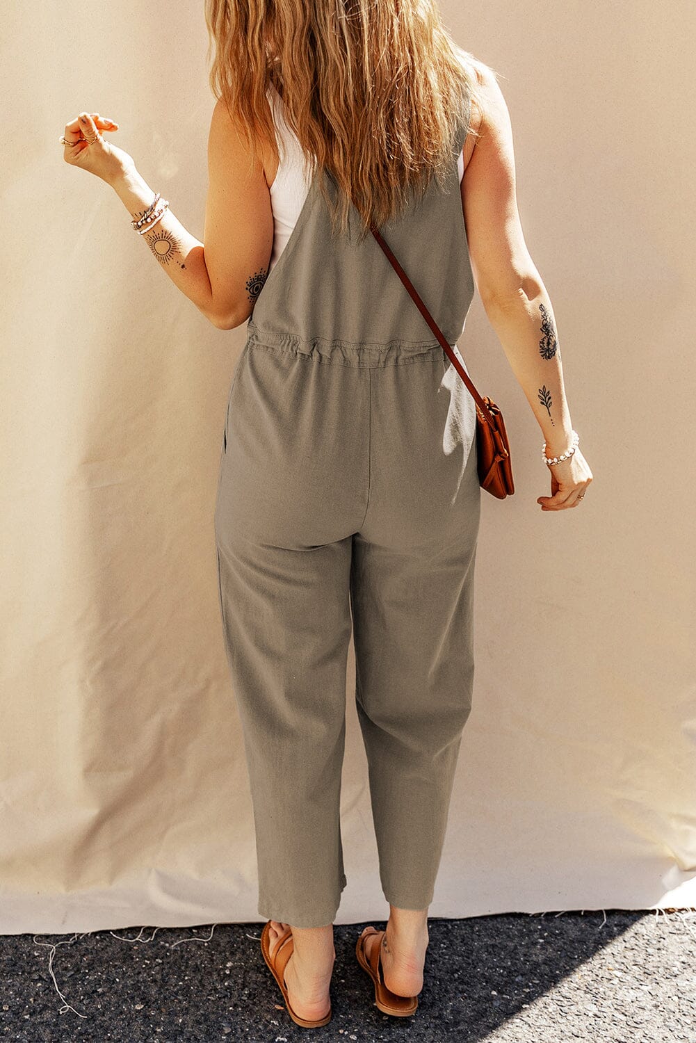 Drawstring Wide Strap Overalls with Pockets - Sydney So Sweet