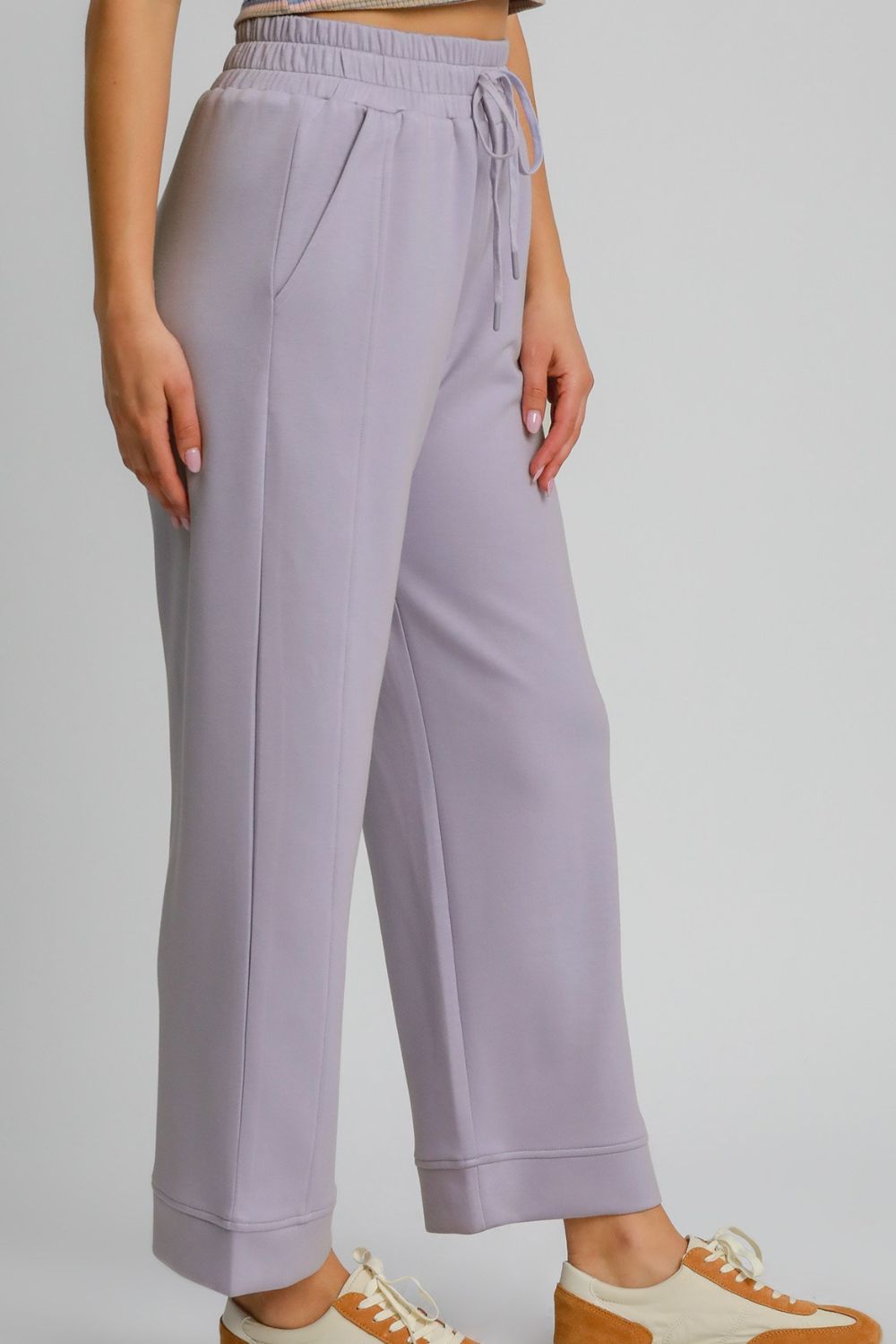 Umgee Drawstring Elastic Waist Wide Leg Pants - Sydney So Sweet