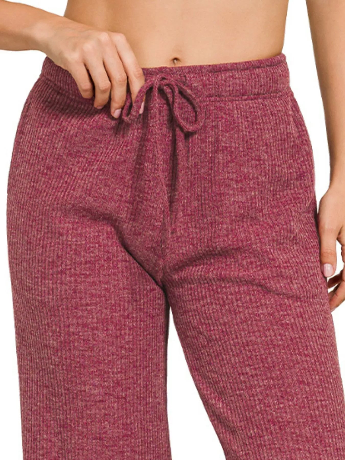 Zenana Ribbed Drawstring Lounge Pants - Sydney So Sweet