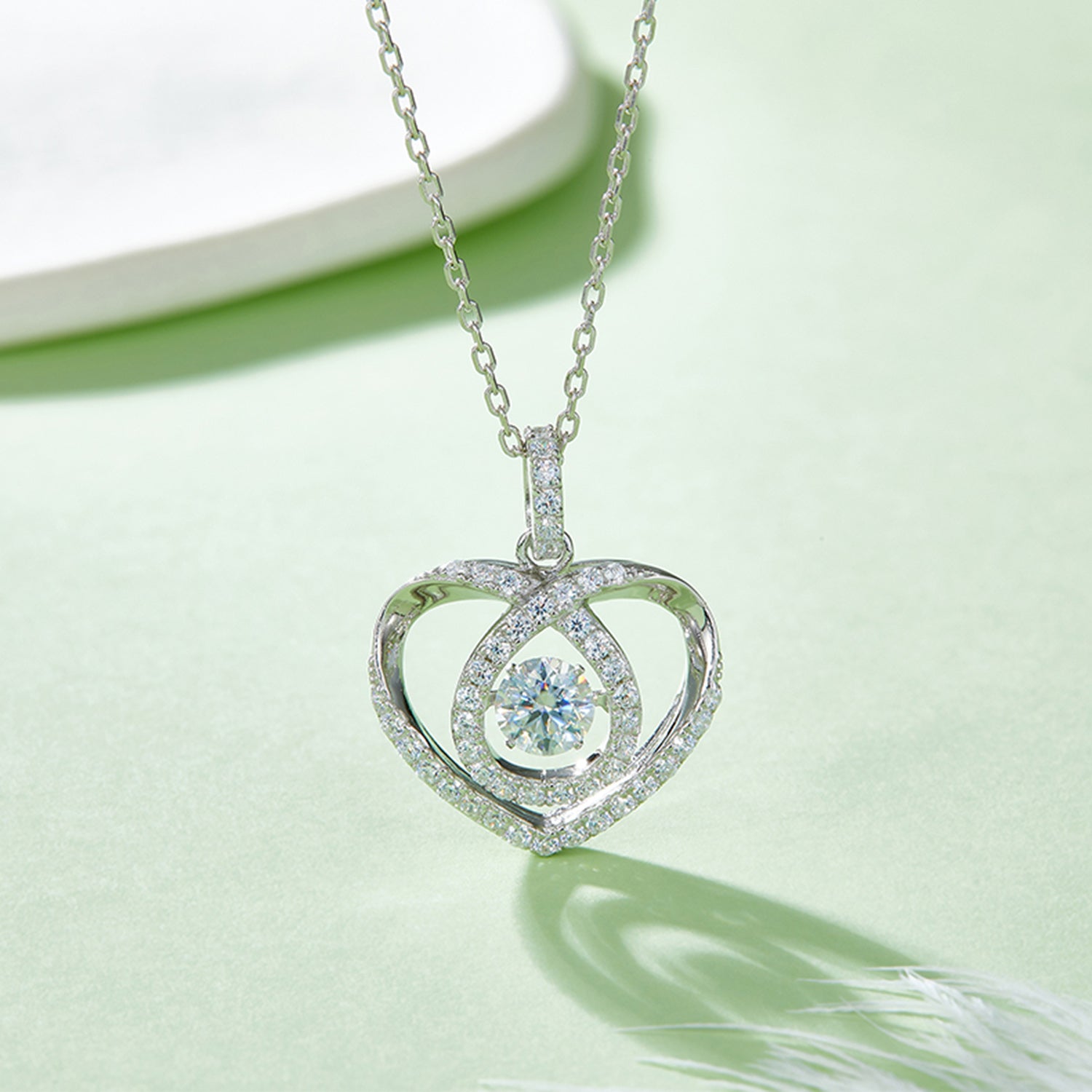 Moissanite 925 Sterling Silver Heart Shape Necklace - Sydney So Sweet