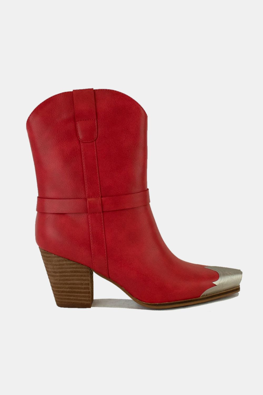 Beast Fashion Faux Leather Metal Toe Ankle Boots - Sydney So Sweet