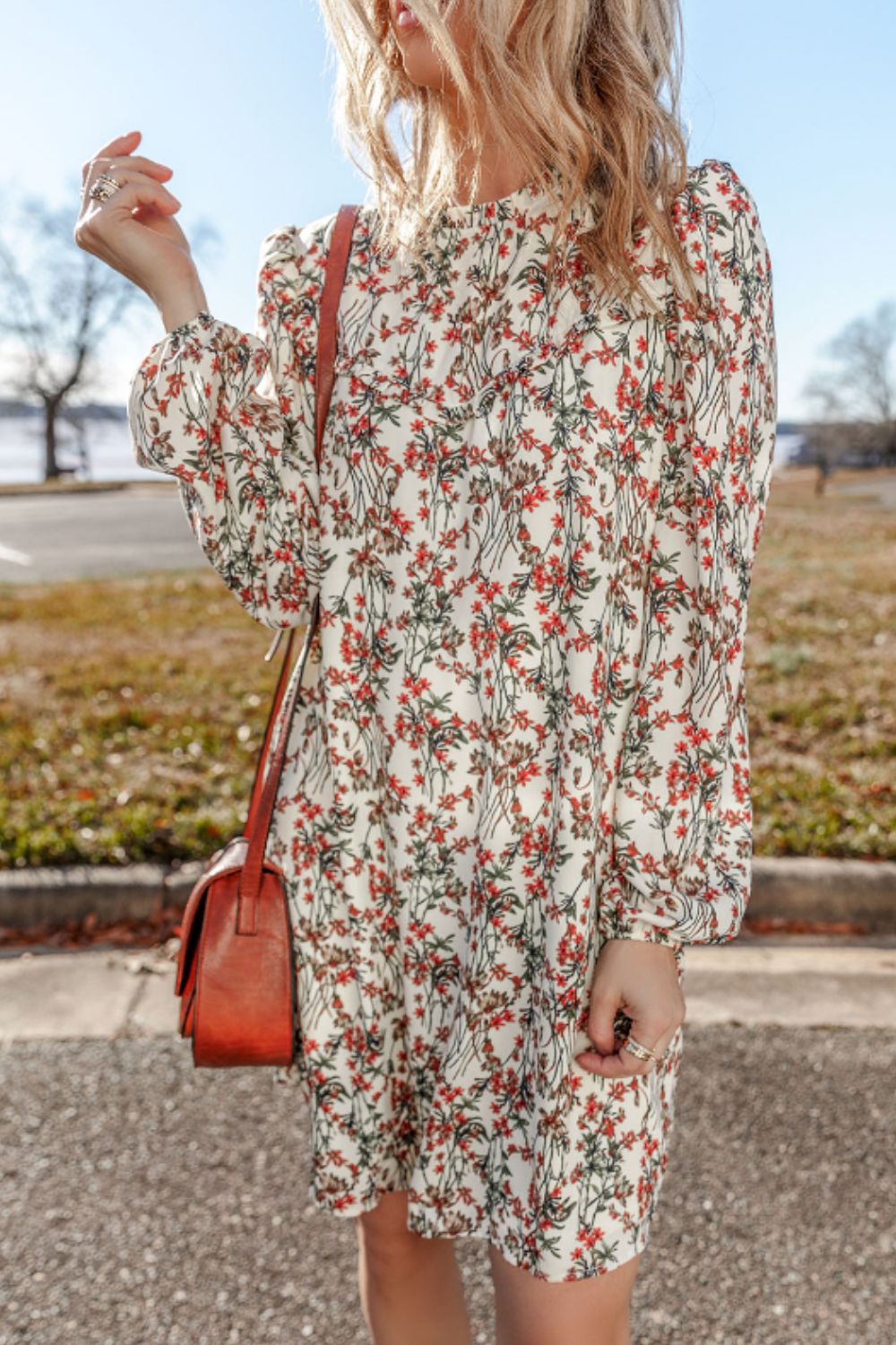 Floral Round Neck Long Sleeve Dress - Sydney So Sweet