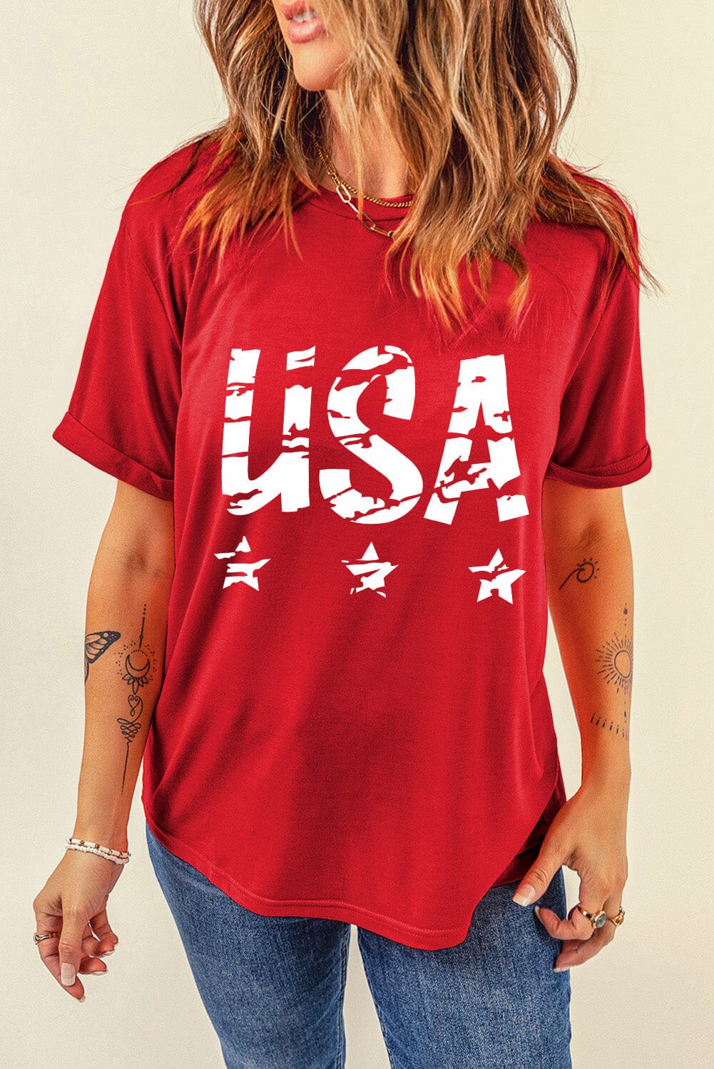 USA Round Neck Short Sleeve T-Shirt - Sydney So Sweet