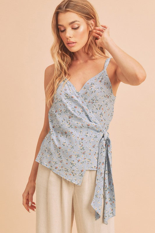 Aemi + Co Ditsy Floral Surplice Adjustable Straps Cami - Sydney So Sweet