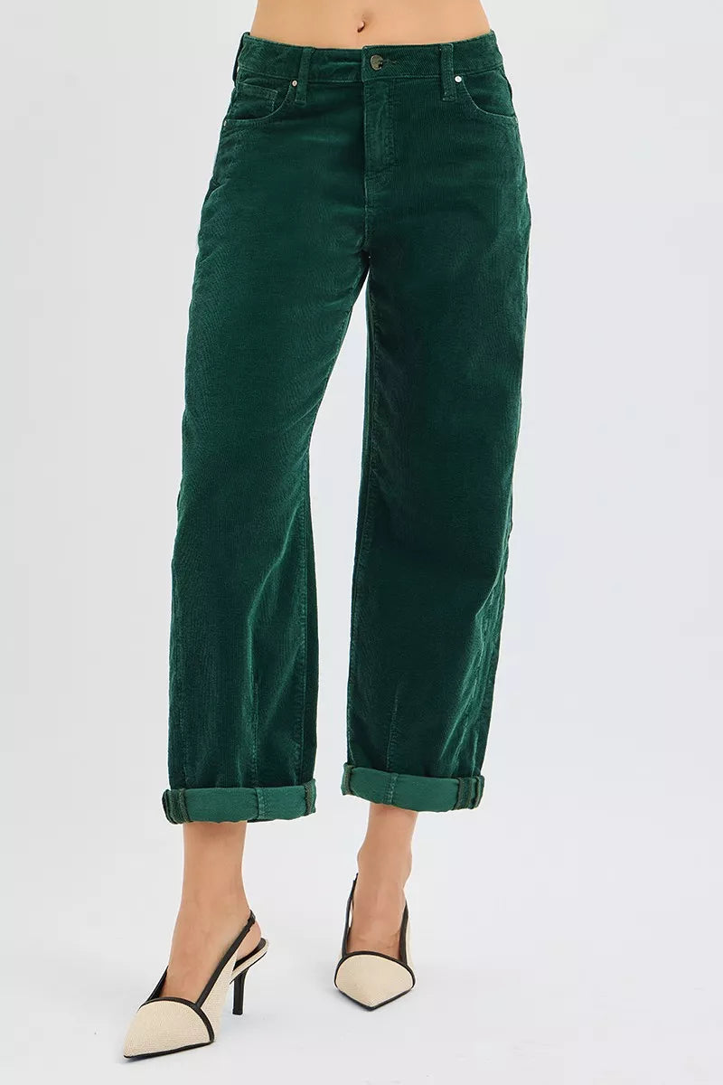 RISEN High Rise Crop Barrel Cordurory Pants - Sydney So Sweet