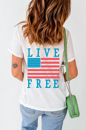 US Flag Round Neck Short Sleeve T-Shirt - Sydney So Sweet