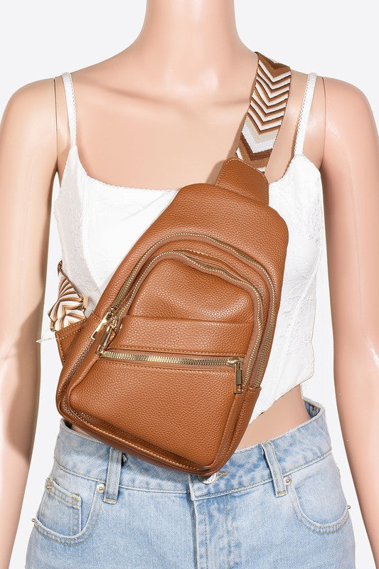 Fame PU Leather Chevron Strap Crossbody Bag - Sydney So Sweet