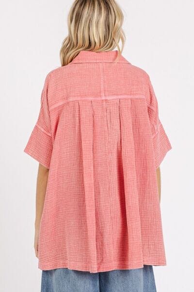 Mittoshop Mineral Wash Gauze Oversized Short Sleeve Shirt - Sydney So Sweet