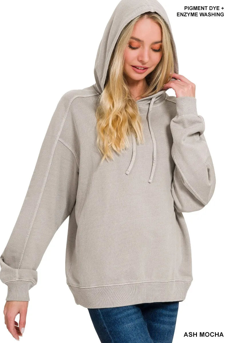 Zenana French Terry Pigment Dye & Enzyme Washing Hoodie - Sydney So Sweet