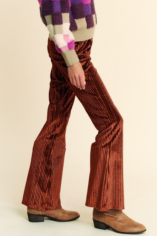 Davi & Dani Elastic Waist Knit Flare Pants - Sydney So Sweet