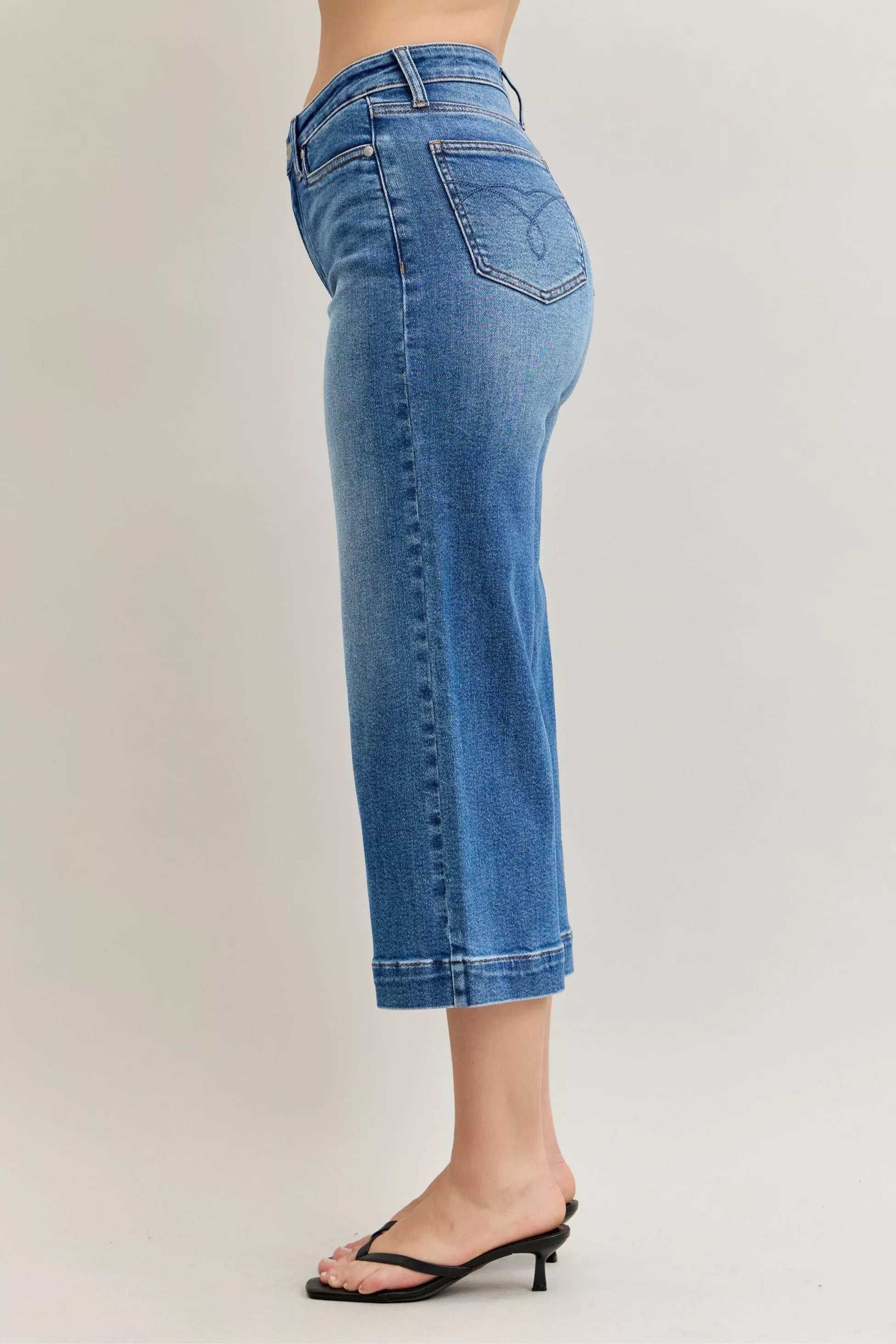 Judy Blue Mid Rise Crop Wide Leg Jeans - Sydney So Sweet