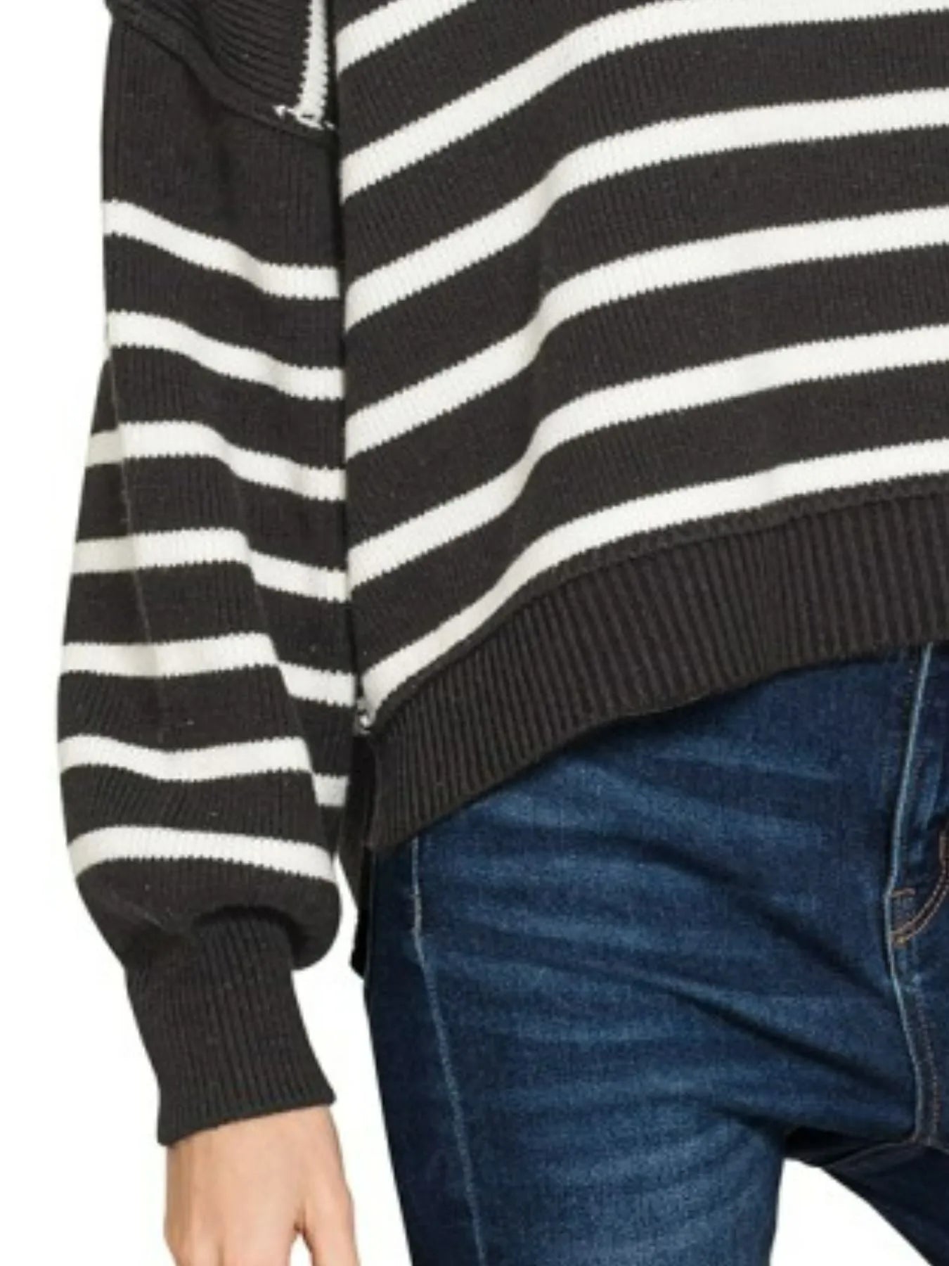 Zenana Exposed Seam Striped Oversized Sweater - Sydney So Sweet