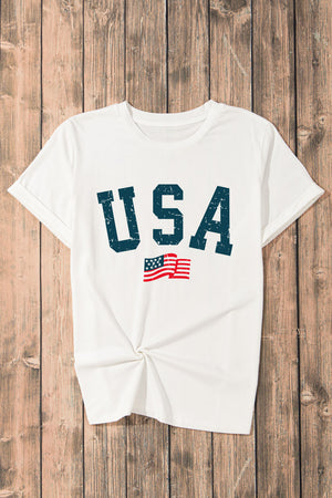 USA Round Neck Short Sleeve T-Shirt - Sydney So Sweet